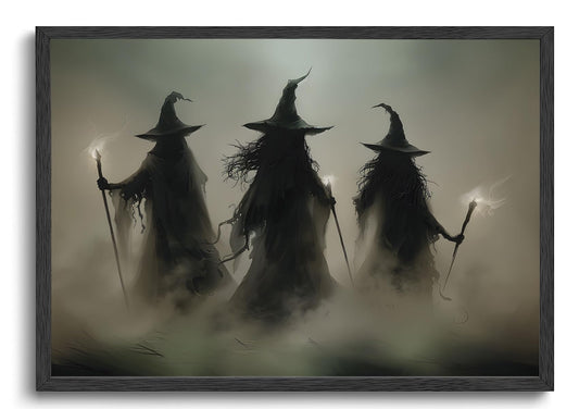 ILLBDR Halloween Vintage Witchy Wall Art Prints Creepy Gothic Dark Moody Pictures Decor Dark Academia Witches Victorian Painting Canvas Posters for Bedroom Bathroom 16x24 inch Unframed
