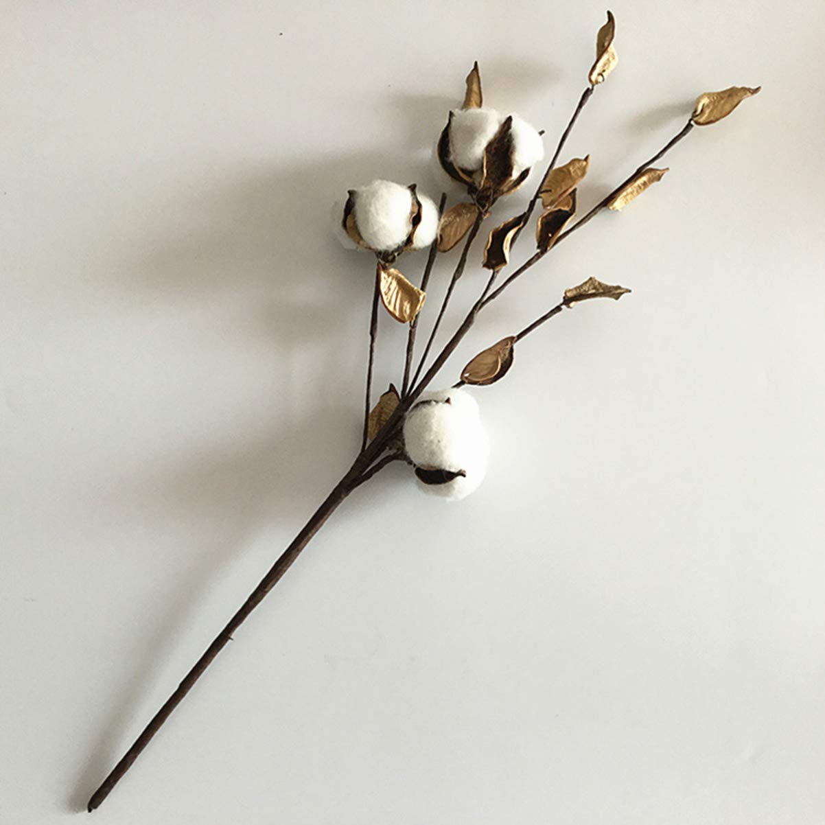CORHAD Artificial Cotton Stems for Vase 3 Pcs Brown Cotton Stalks Decor Rustic Flower Decor for Home Tabletop Wedding Centerpiece DIY Wreath