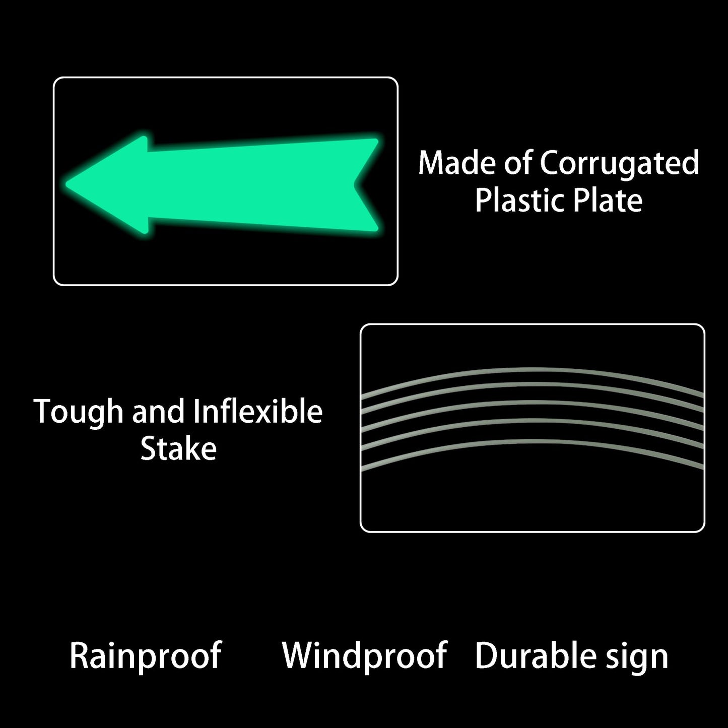 Glow in the Dark - Arrow Signs with Stakes 16 x 5 Inches,This Way Directional Arrow Yard Signs,Halloween Decorations Outdoor, Birthday Party Signs (10)