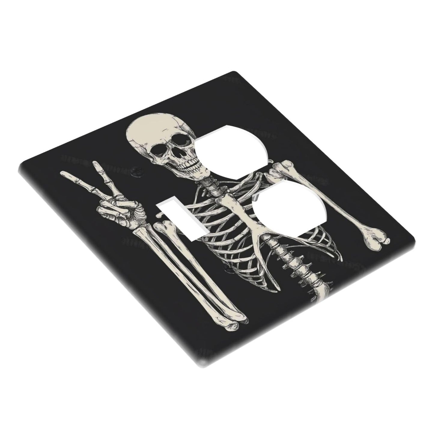 Donecmminery Wallplates Skeleton Skull Boho Hippie Dark Background 1 Toggle 1 Duplex Switch Plate Electrical Gfci Faceplate Decorative Light Switch Covers For Cabin Office Decor