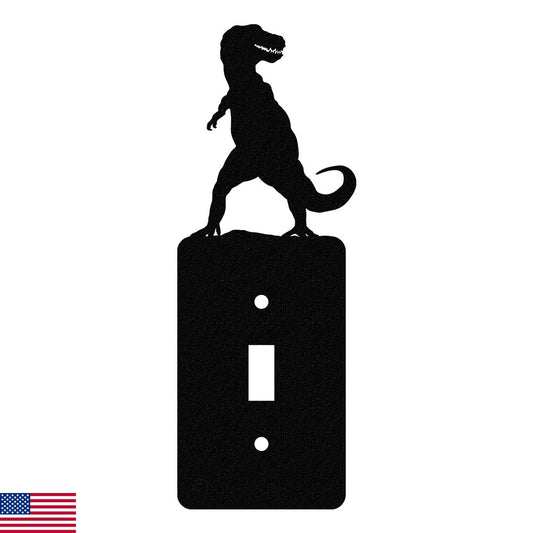 American Steel Light Switch Cover Plate, Dinosaur Decor Outlet Cover, Tyrannosaurus T-Rex, Single Toggle (Black), MADE IN USA