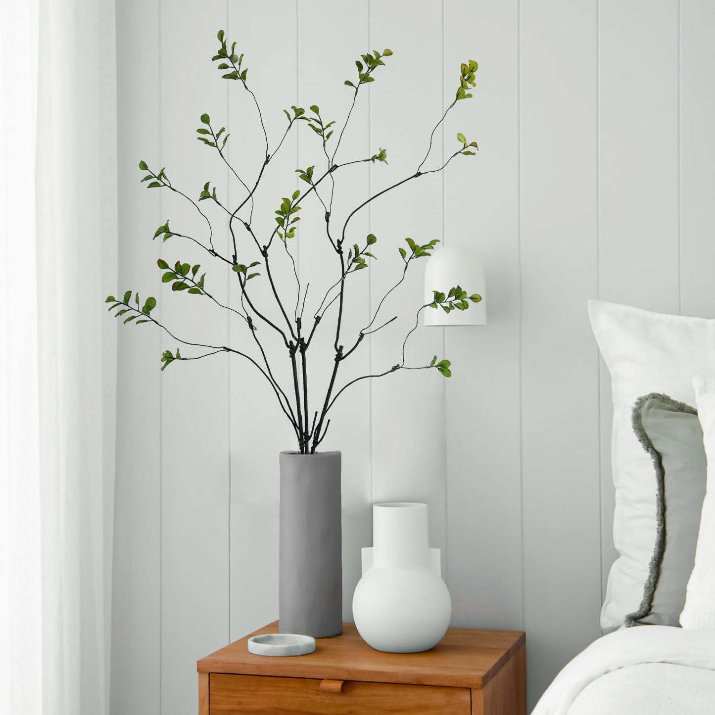 Krissing 3 Pcs Faux Greenery Stems, 37" Tall Fake Ficus Twig Stems Plants Artificial Greenery Stems Branches for Vase Indoor Office Desk Home Spring Table Decor