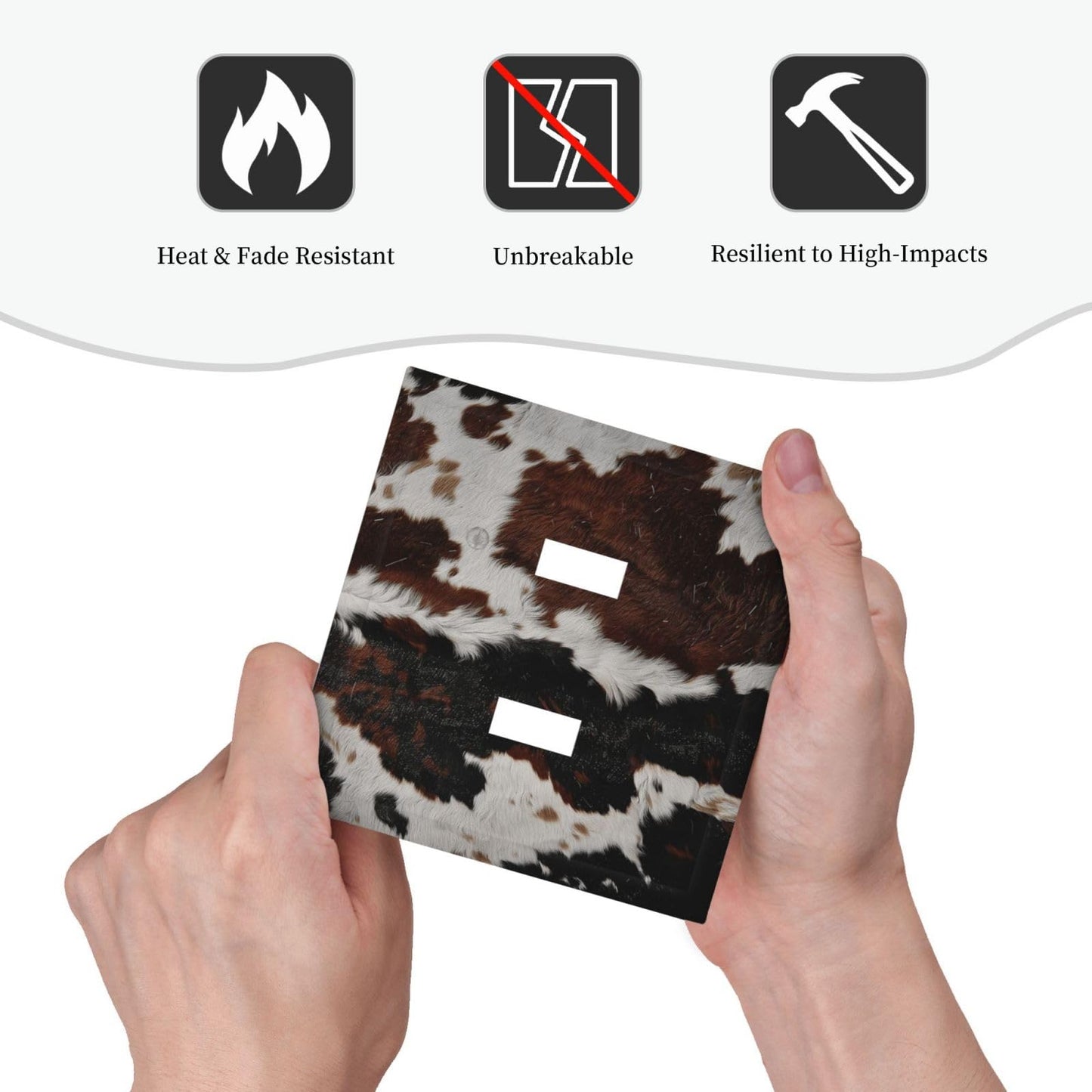 Cowhide Print Abstract Animal Fur Rustic Decorative Switch Plates 2 Gang Double Toggle Outlet Light Switch Cover Wall Plate Electrical Faceplate for Farmhouse Home Decor
