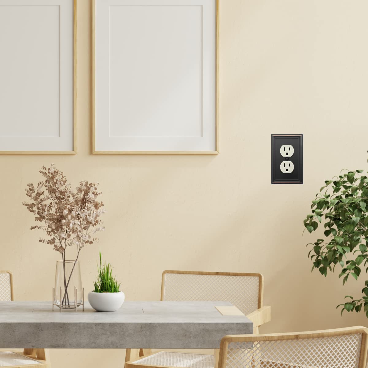 OKAWYC Single Duplex Outlet Light Switch Cover Luca Metal Wall Plate, 4-Pack Aged Bronze 1 Gang, Oil Rubbed Bronze for Receptacle Light Switch, Outlet Cover Decorative, Wallplate, Midsize, Durable