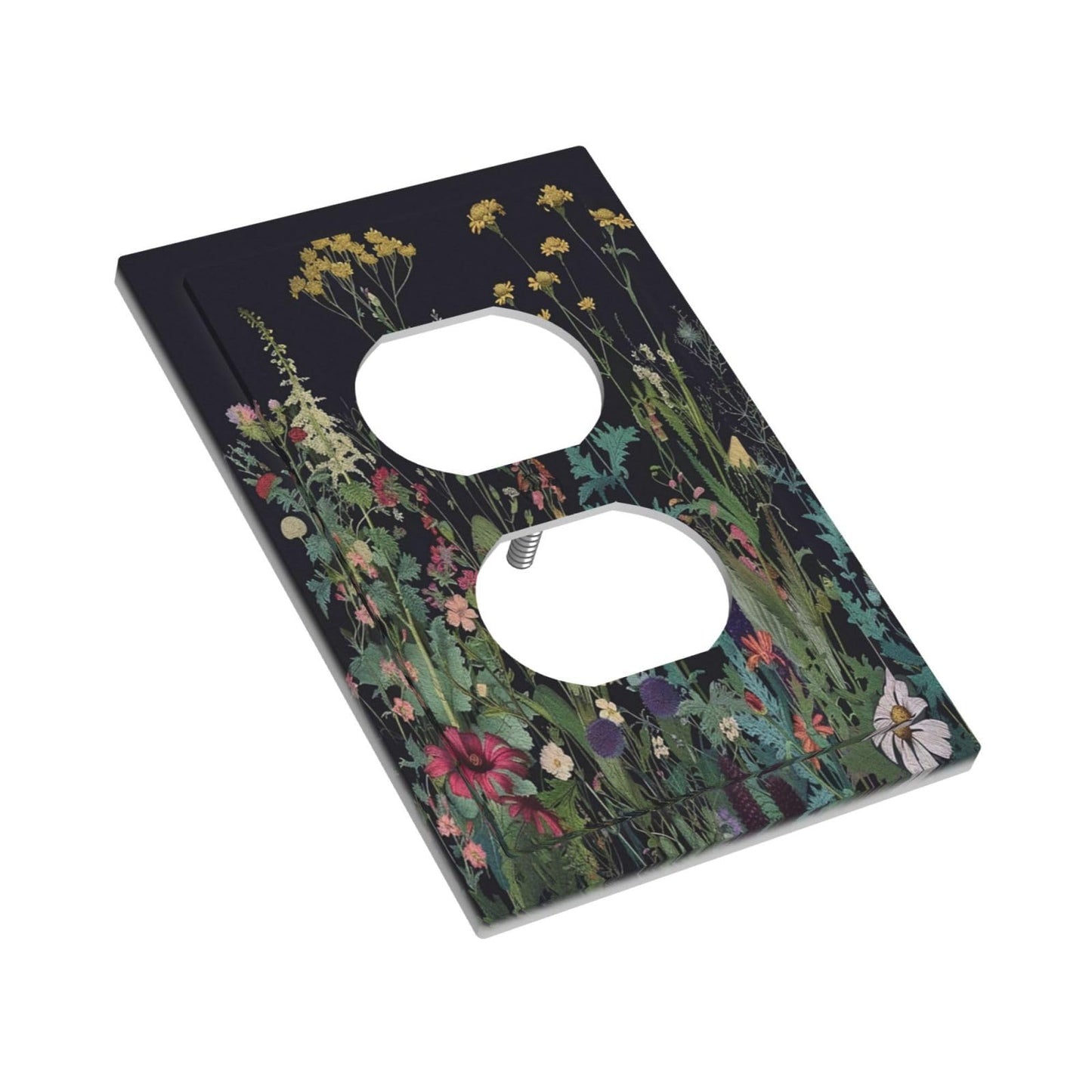 Tewujay Outlet Covers Boho Wildflowers Herbs Floral 1 Gang Duplex Light Switch Cover Plate Decorative Wall Plates Electrical Switchplate Receptacle Cover for Bathroom Bedroom Decor