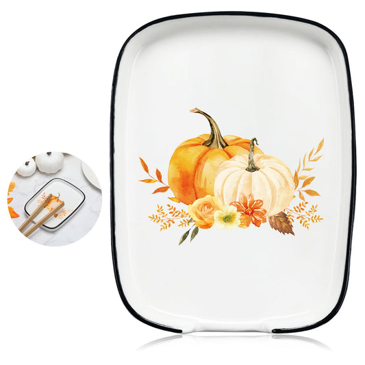 Teenyyou Fall Autumn Ceramic Spoon Rest 5.8" Pumpkin Spoon Rest Thanksgiving Day Farmhouse Cooking Utensils Holder Dishwasher Safe for Kitchen Stove Top Harvest Party Decorations Housewarming Gift