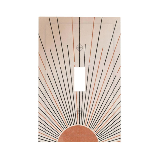Decorative Art Light Switch Covers Boho Chic Vintage Orange-Black Sun Ray 1 Gang Single Toggle Outlet Wall Plate Switchplate Electrical Faceplate for Home,BathRoom & Living Room Decor