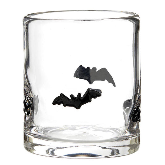 Slant Halloween Icon Double Old Fashioned Cocktail Glass, 16-Ounce, Bats