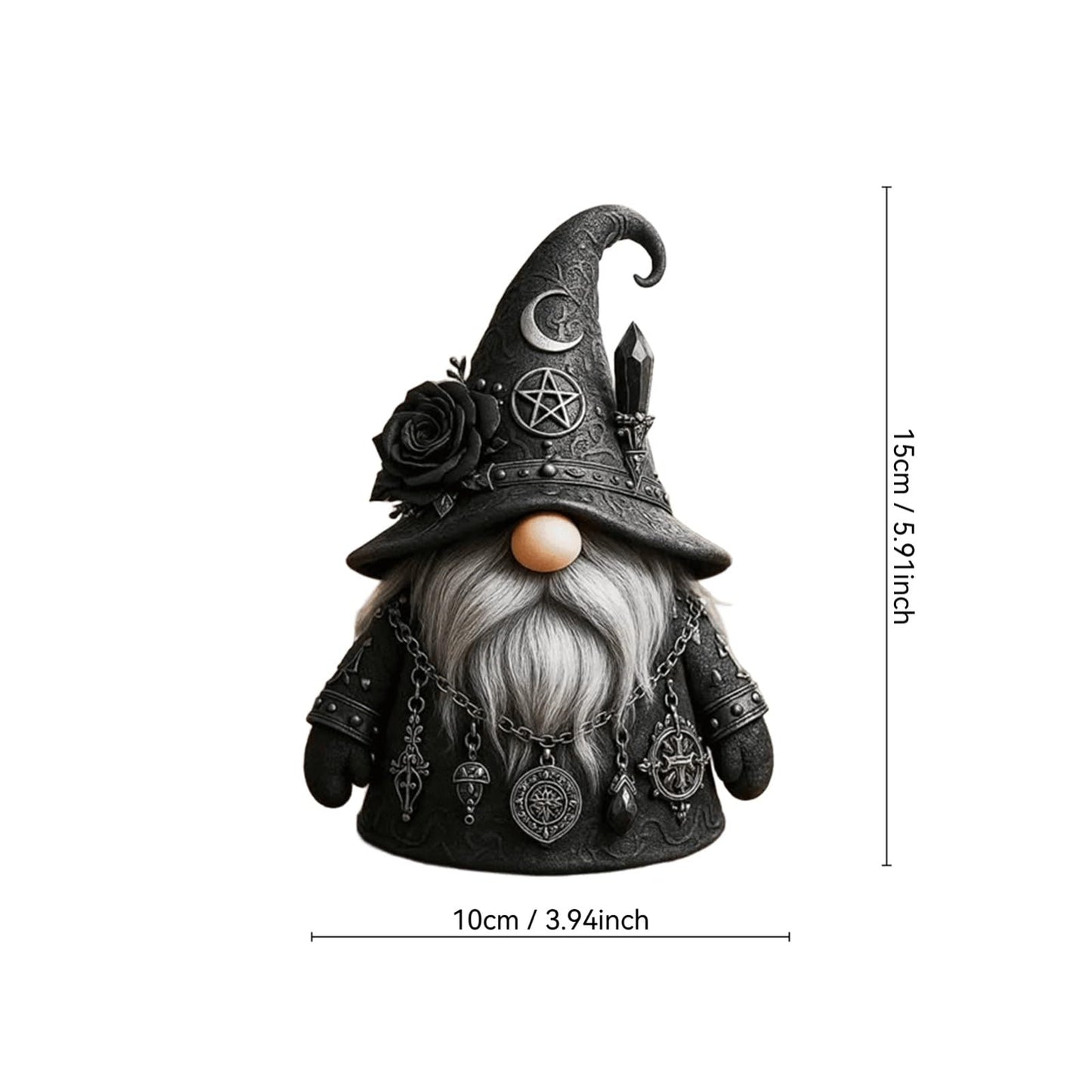 Gothic Witchy Gnome Figurine, Halloween Gothic Gnomes Collectible Fall Decor, Resin Dark Fantasy Statue for Home Shelves, Mantels & Home Garden Yard Decorations Collectibles (1)