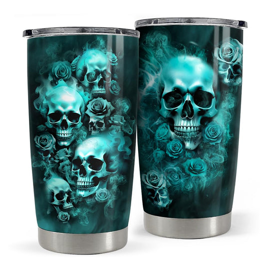 SANDJEST Skull Tumbler 20oz Stainless Steel Insulated Travel Mug Cup for Men Women Goth Gothic Gifts for Birthday Christmas Halloween