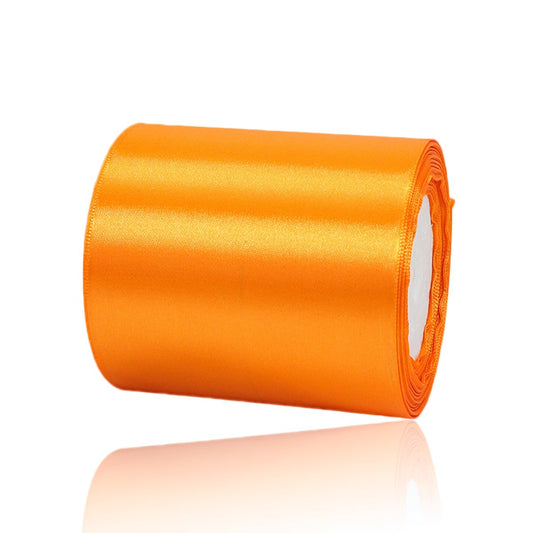 Orange Ribbon 4 Inch x 25 Yards, Satin Fabric Ribbon for DIY Crafts, Gift Wrapping, Bows Making, Wreaths, Flower Bouquets, Chair Sash, Christmas and Wedding Party Decorations