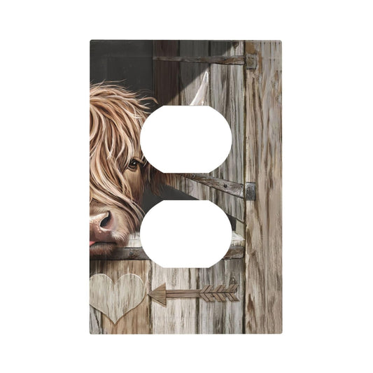 ybclf Farmhouse Highland Cow Duplex Outlet Covers Light Switch Cover Decorative Country Rustic Wall Plate Switchplate Receptacle Lightswitch Faceplate for Kitchen Bathroom Bedroom