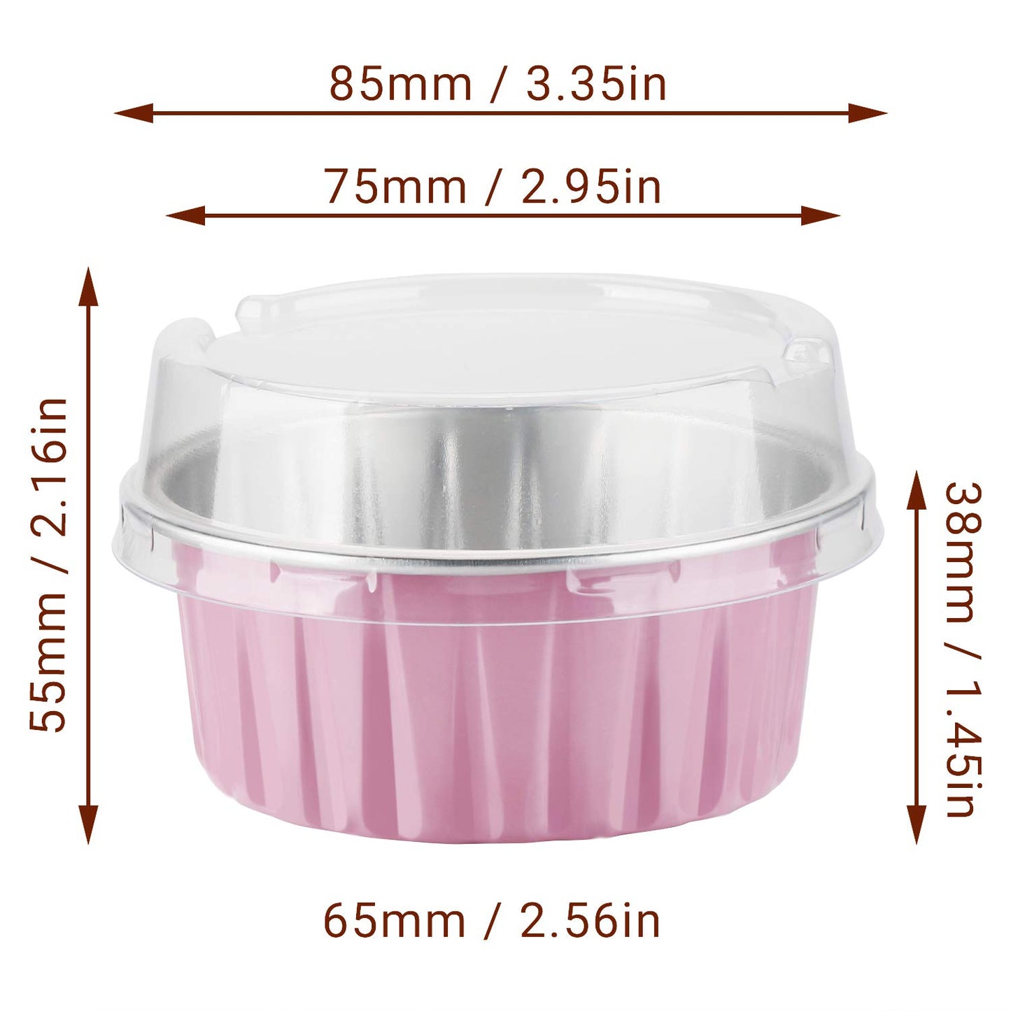 EUSOAR Foil Ramekins Disposable, 3.5oz 100pcs Mini Muffin Liners and 60Packs 5oz Baking Cups, Brownie Desserts Muffin Liners Cupcakes Ramekins Tin Holders Containers
