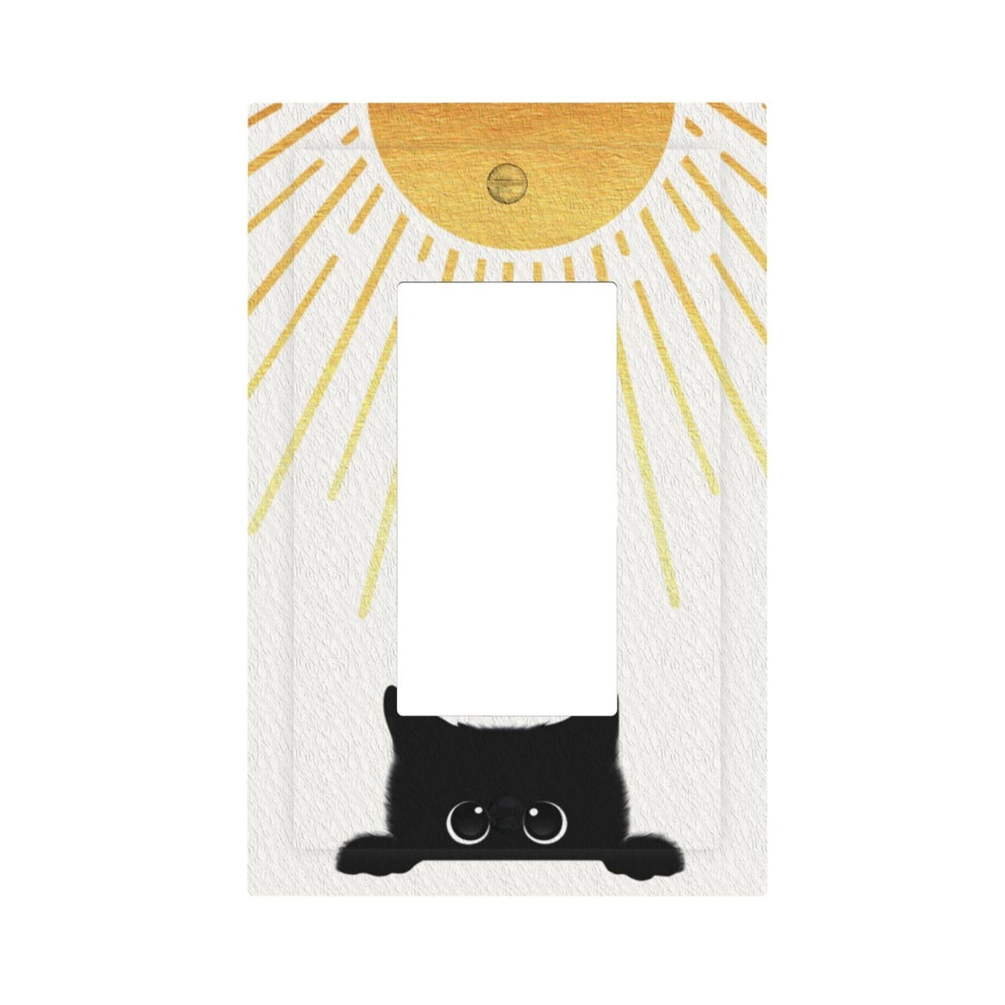 BHGAHD Decorative Light Switch Cover Plate Funny Black Cat Gold Sun 1 Gang No Device Single Blank Outlet Covers Wall Plates for Electrical Outlets Faceplate for Bedroom Home Decor