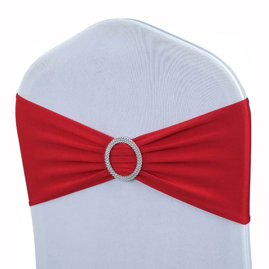 Albassa Chair Sashes Spandex Stretch Chair Bows with Buckle Slider for Wedding Party Decorations (Red, 25PCS)