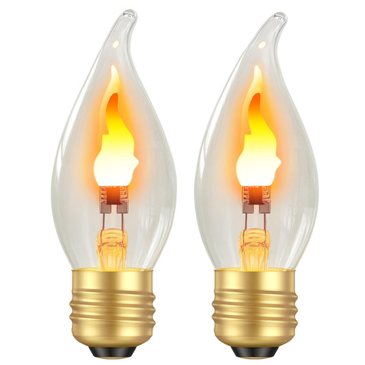 Hompavo Flickering Flame Light Bulbs with Realistic Fire Effect, E26 3W Glass Bulb for Halloween Christmas Outdoor Decor, Halloween Porch, Patio & Home Indoor/Outdoor Party Decor - 2 Pack