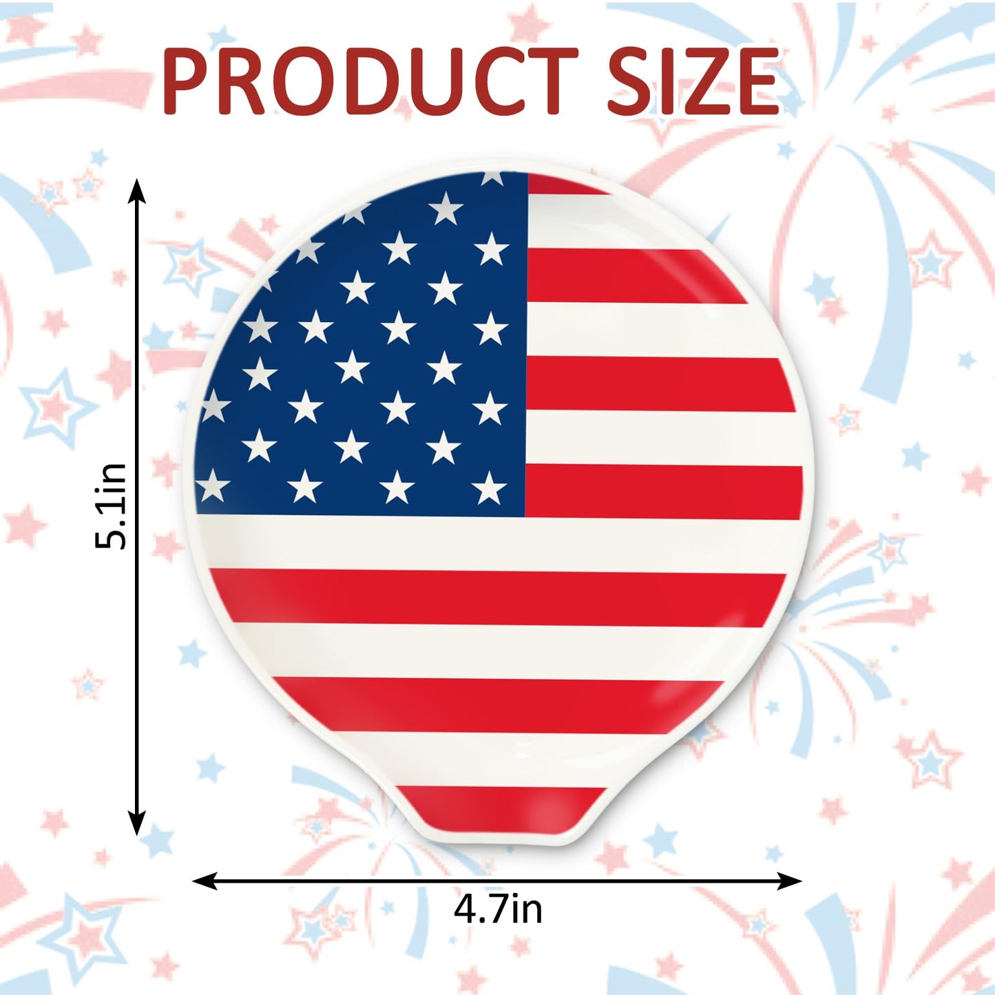 Whaline 4.7inch Patriotic Spoon Rest American Flag Star Stripe Small Coffee Spoon Holder for 250th Anniversary 4th of July Independence Day Coffee Stirrers Teaspoon Bar Coffee Station Accessories
