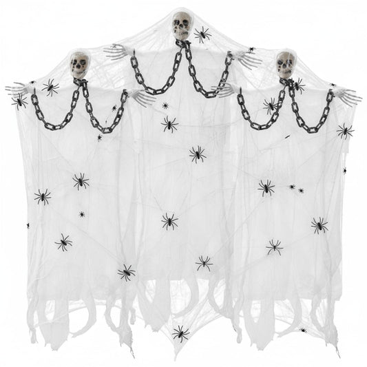 3 Pcs 39'' Halloween Decoration Hanging Grim Reapers with 1000 Sqft Spider Webs 60 Spider 3 Chain Halloween Skeleton Ghost Decor Scary Haunted House Prop Outdoor/Indoor(Spooky Color)