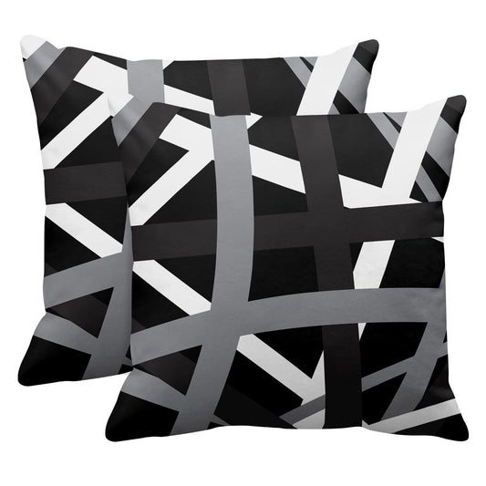 Emvency Set of 2 Throw Pillow Cover Gray Black Stripes Design Retro Decorative Pillow Case Striped Home Decor Square 20x20 Inch Cushion Pillowcase
