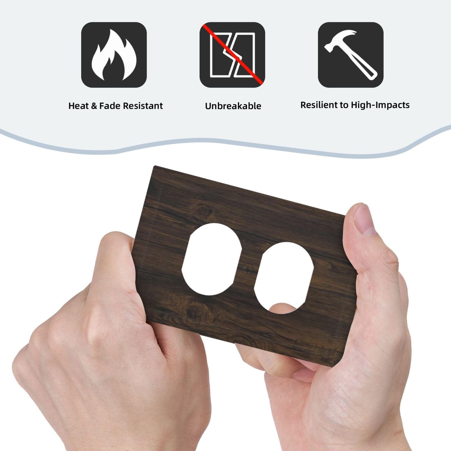 Wmhusu Outlet Covers Dark Brown Wood Texture Rustic Plank 1 Gang Duplex Light Switch Cover Plate Decorative Wall Plates Electrical Switchplate Receptacle Cover for Cabin Bedroom Decor（2Pack）