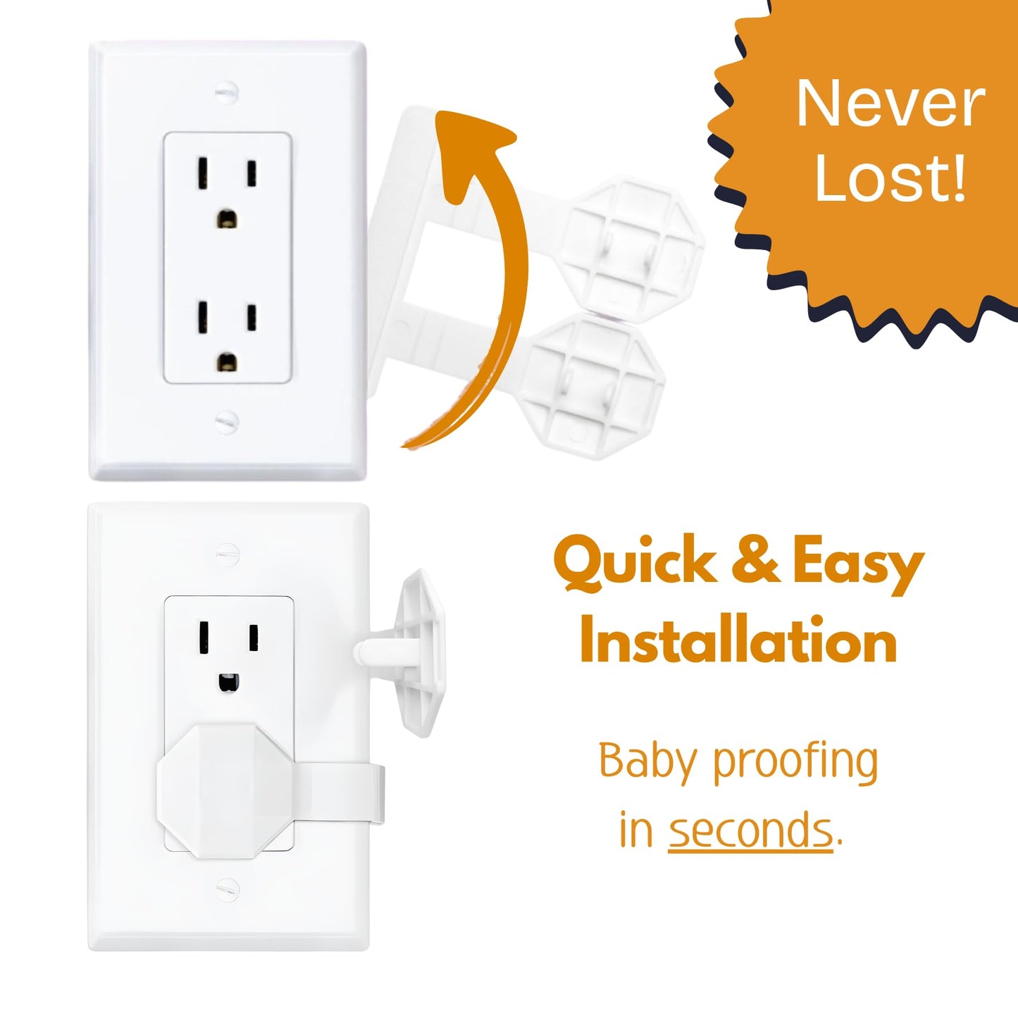 SocketSitter Outlet Covers Baby Proofing (6 Pack) – Always-Connected Child Proof Outlet Plug Covers for Electrical Outlets – Easy Install Baby Outlet Covers, 12-Outlet Coverage