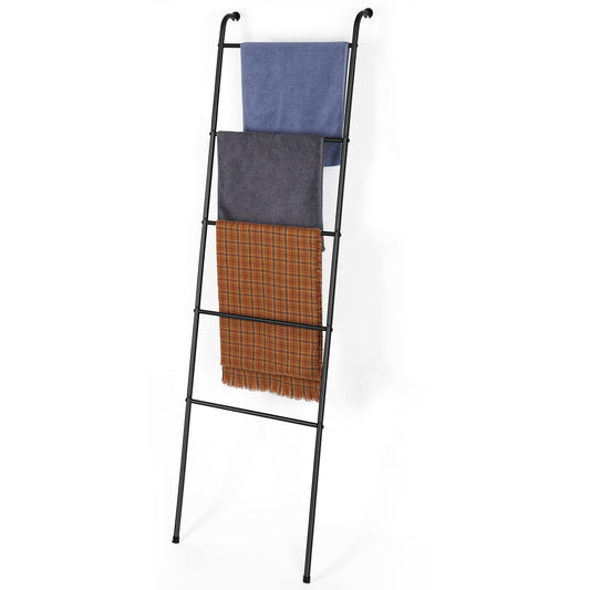 Blanket Ladder Black Towel Ladder for Bathroom Metal Blanket Rack for Living Room