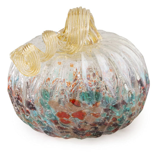 Boston International Decorative Tabletop Glass Pumpkin, Small, Mottled