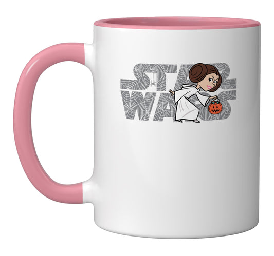 Star Wars Logo Princess Leia Halloween Ceramic Mug, Pink/White