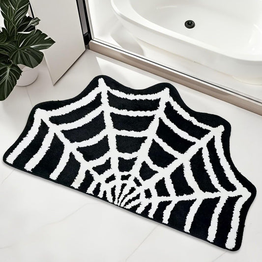 PASUXI Spider Web Bath Mat - 18x30 Inch Spider Web Bath Mat, Non-Slip Halloween Bathroom Decor, Halloween Door Mat