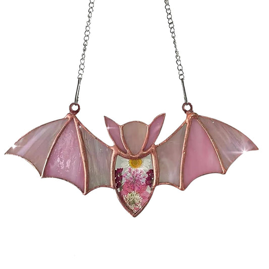 Payutou Bat Decoration Stained Glass Window Hanging Suncatcher, Stunning Hanging Window Panels for Halloween Decoration, Colorful Wall Art Decor for Living Room, Home, Office, Kitchen