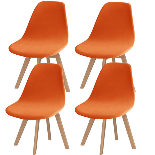 SONNACH Pack of 4 Velvet Mid Century Modern Dining Chair Covers, Armless Chair Cover,Living Room Side Chair Slipcovers (Orange)