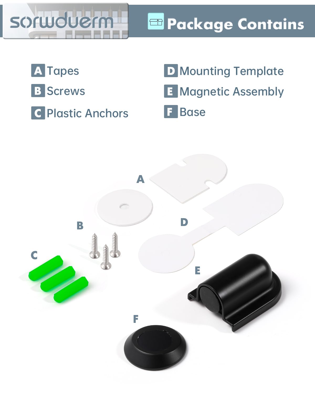 SORWDUERM 1 Pack Black Door Stopper Magnetic Door Cathc Matte Black Floor Mounted Door Stop Keep Door Open with Screws and Adhesive No Drilling