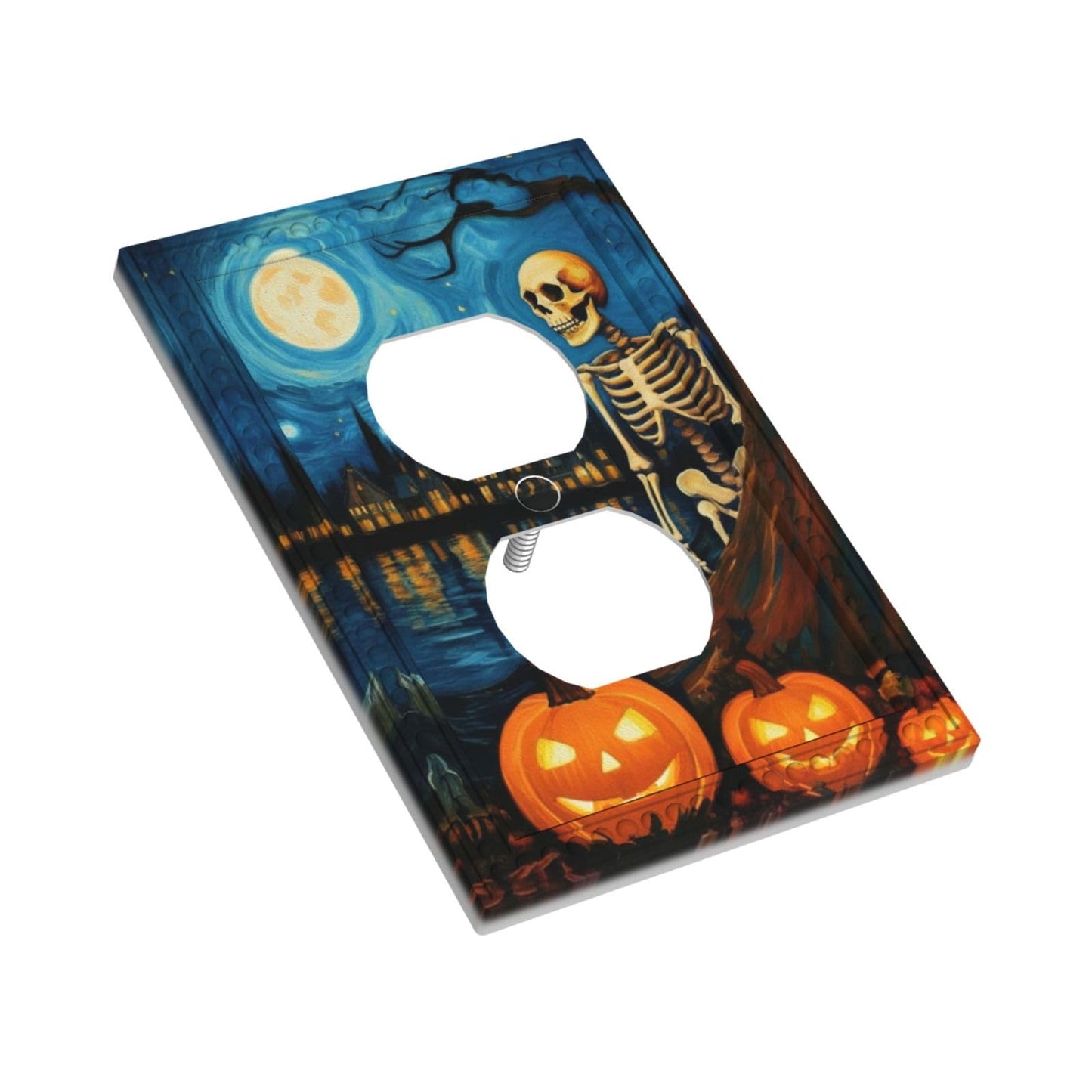 HLCoChT Decorative Art Light Switch Covers Pumpkin - lit Halloween Eve Switch Plate 1 Gang Single Duplex Outlet Wall Plate Switchplate Electrical Faceplate