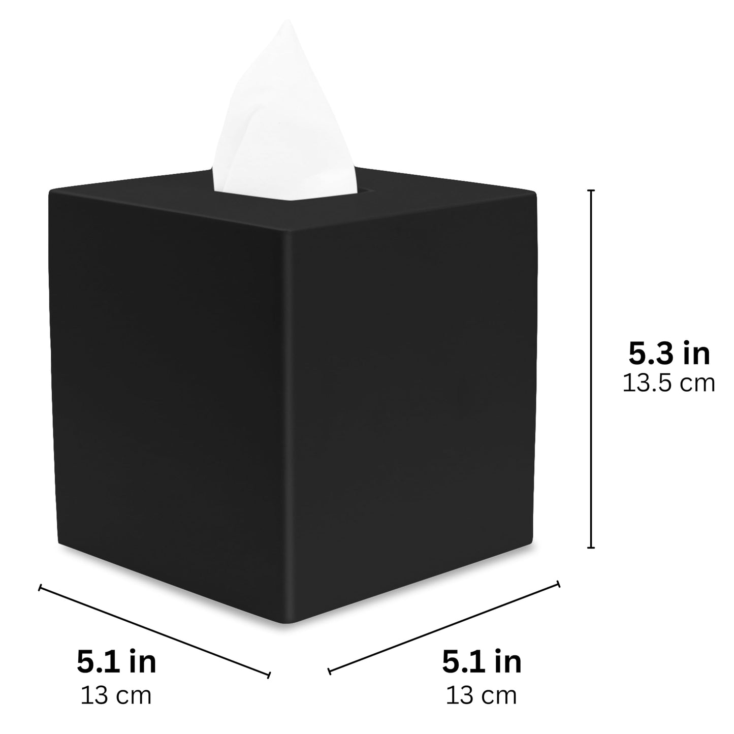 Yew Design Matte Black Square Tissue Box Cover, Decorative Tissue Box Dispenser for Bathroom, Parlors, Office, Bedroom Dresser, Vanity Countertop, Nightstand, Car, and Desk