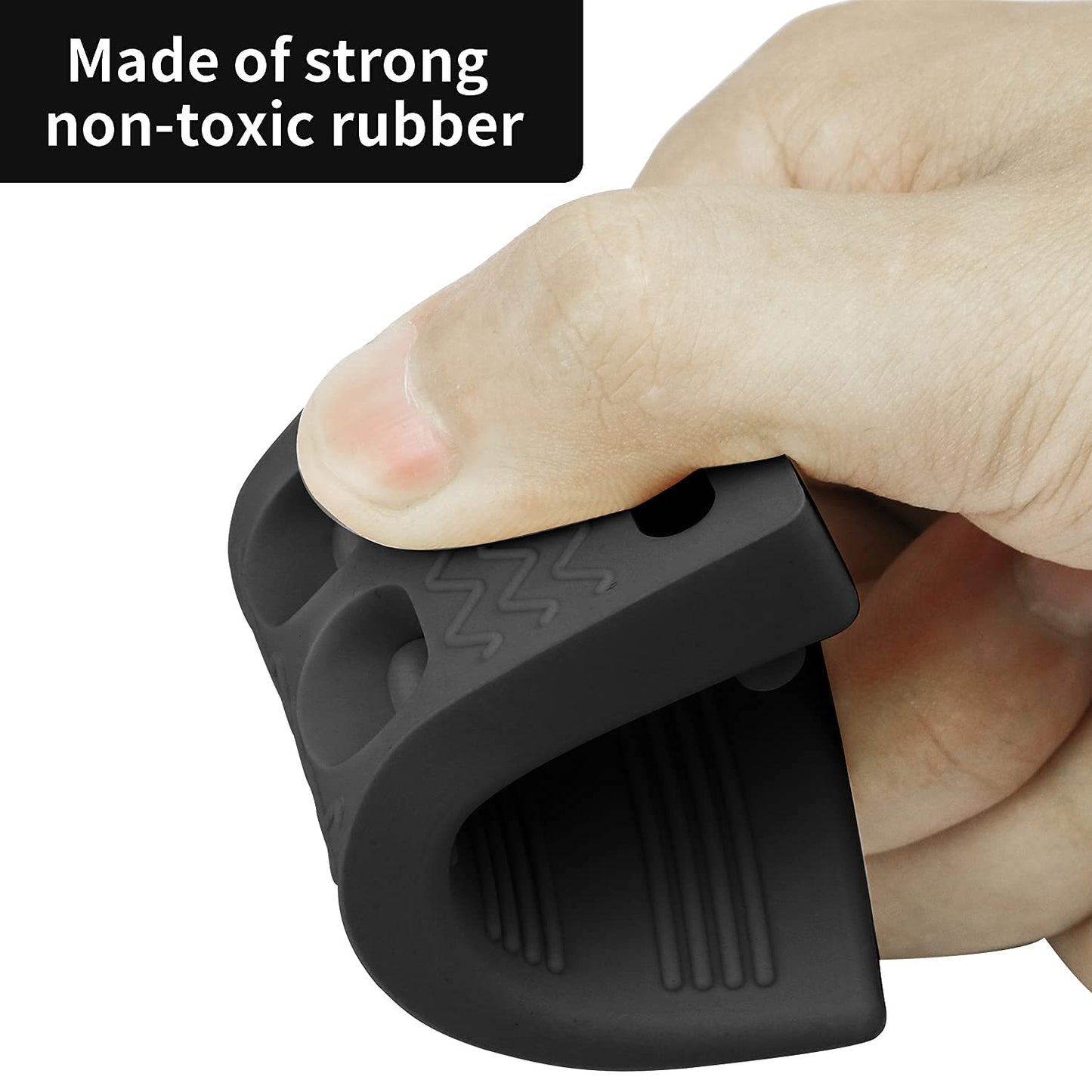 Door Stop Rubber Wedge Thin Door Stoppers for Bottom of Door Silica Gel Flexible Non Scratching Door Holder - Smart Stackable Slip-Resistant Design -Black