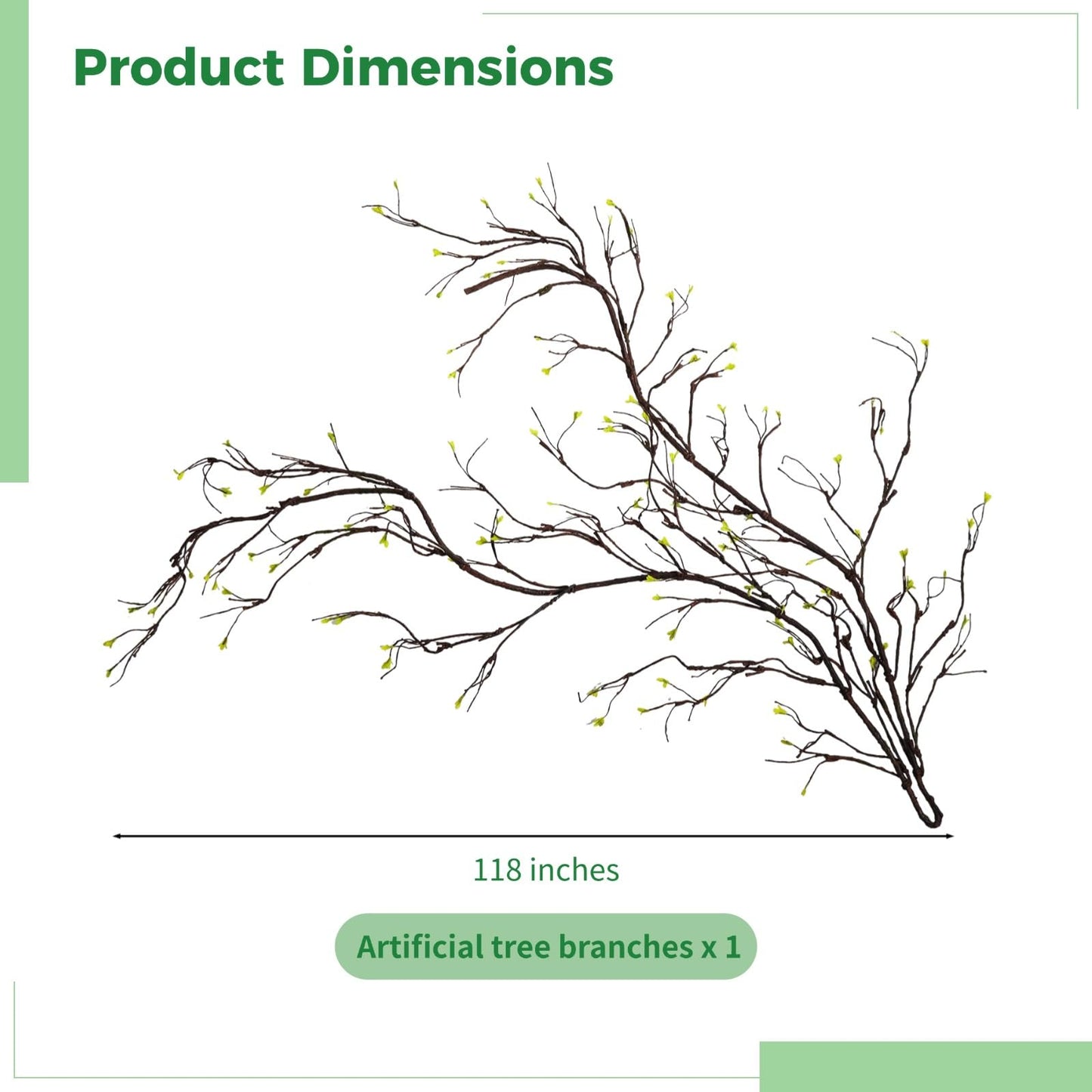 Artificial Fake Tree Branches for Decoration - 118 Inches Malleable Artificial Tree Branches with Sprout, Twigs Vines Rattan Ivy Grapevines Wall Fake Hanging Plants, Wall Branches for Decoration