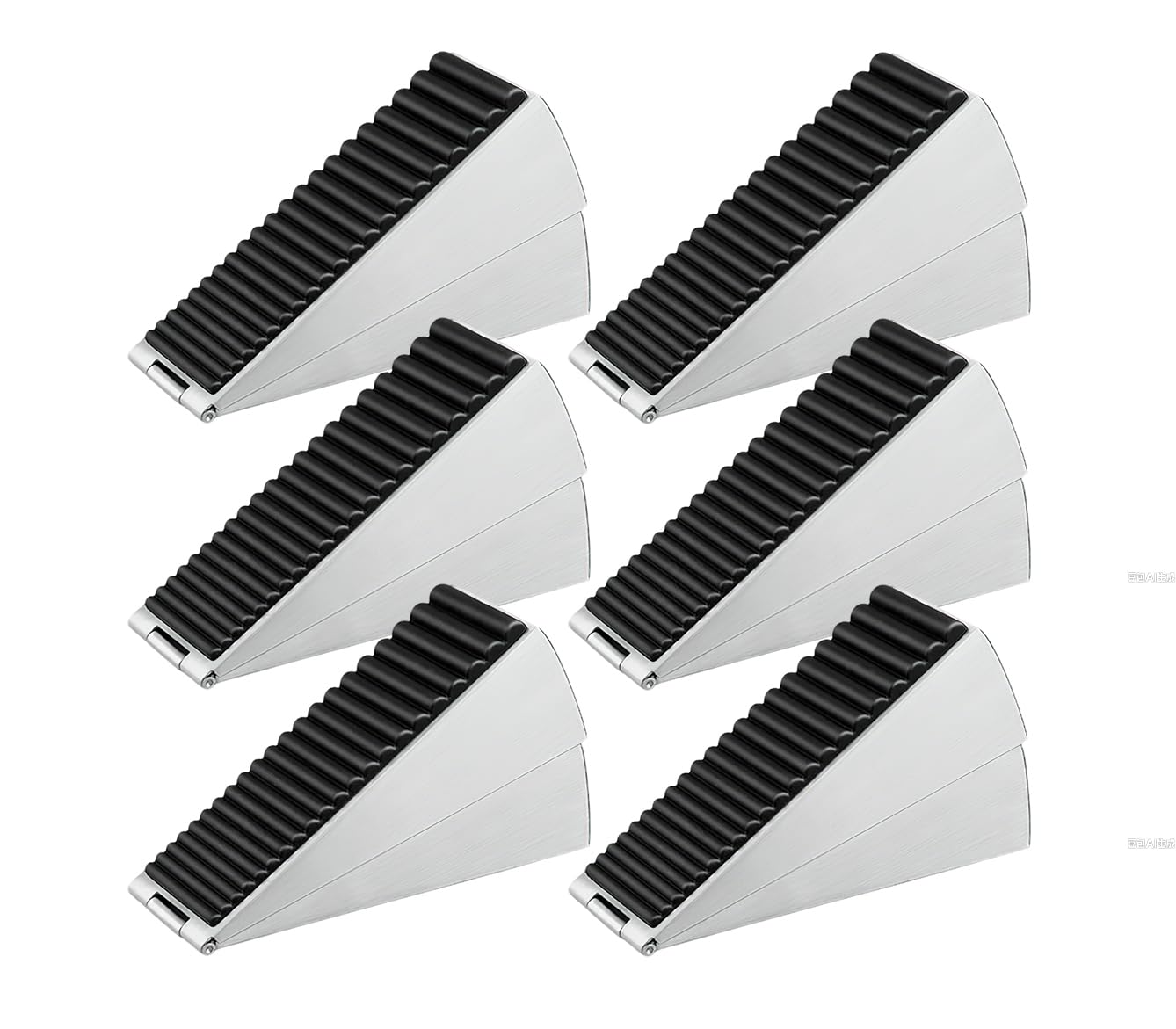 Extra Strong Grip Door Stopper - Heavy Duty Tall Metal Door Wedge with Spring Rubber Tip for Wood, Security & Office Doors (6, Silver)