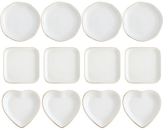 Shappy 12 Pcs Ceramic Jewelry Tray 4.5 in Ring Dish Bulk Decorative Trinket Dish for Bridal Shower Weddings Birthdays Gifts
