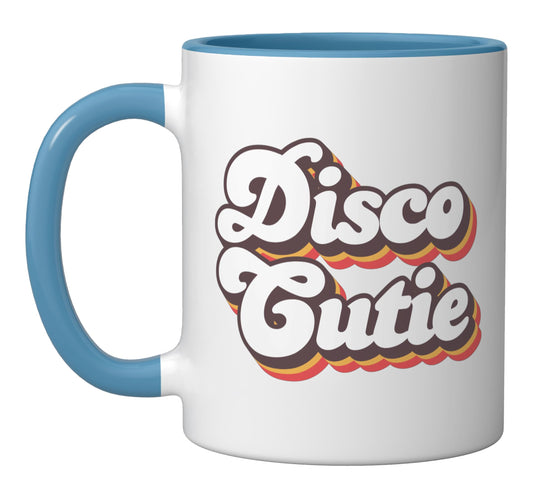 Roller Disco Outfit 70s Costume For Women Ceramic Mug, Blue/White