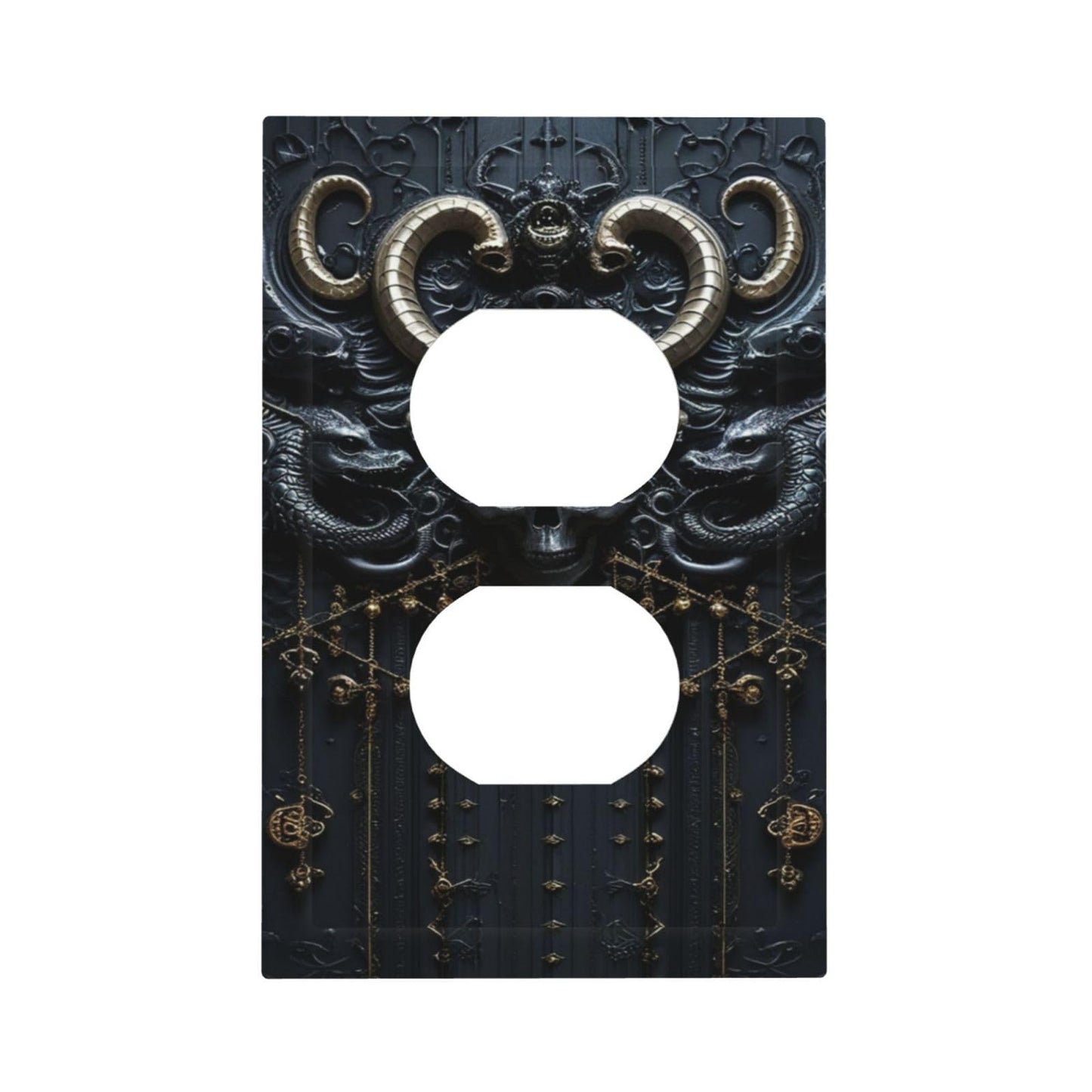 Decorative Outlet Covers Mid Century Dark Fantasy Gothic Skull Horror 1 Gang Duplex Light Switch Cover Plate Electrical Switch plates Wall Plates Receptacle Covers for Bathroom Bedroom Decor