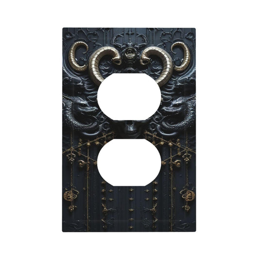 Decorative Outlet Covers Mid Century Dark Fantasy Gothic Skull Horror 1 Gang Duplex Light Switch Cover Plate Electrical Switch plates Wall Plates Receptacle Covers for Bathroom Bedroom Decor
