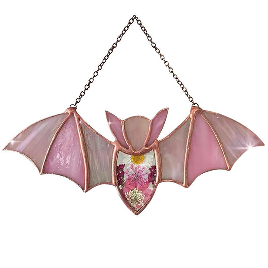 BDHRKTE Bat Decoration Window Hanging Suncatcher,Stained Glass Window Hanging, Handmade Translucent Decorative Art, Halloween Home Decor