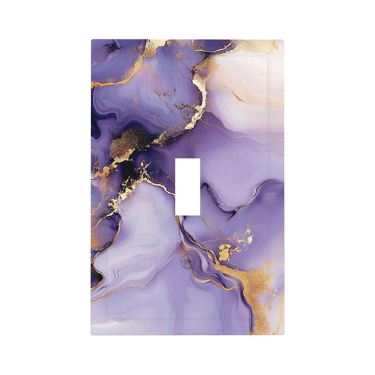 VGHOKO Decorative Switch Plate Cover with Luxury Marble Texture Purple & Gold Fluid Art Design 1 Gang Wall Plate Unique Single Toggle Light Switch Covers Artistic Faceplate for Modern Home Decor