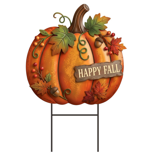 Amyhill Fall Outdoor Decor Pumpkin Metal Garden Stakes 25 Inch Autumn Welcome Yard Signs Fall Decorations Autumn Outdoor Decorative Garden Stakes Decorations Thanksgiving Harvest Patio Lawn Walkway