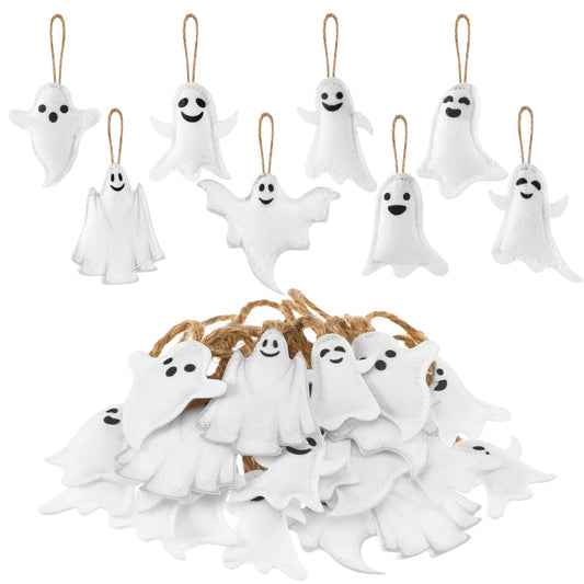 Vercraft 24 Pcs Ghost Hanging Ornaments Felt Christmas Tree Ornaments Decoration White Ghost Decoration for Small Christmas Tree Party Decor Home Favors Supplies