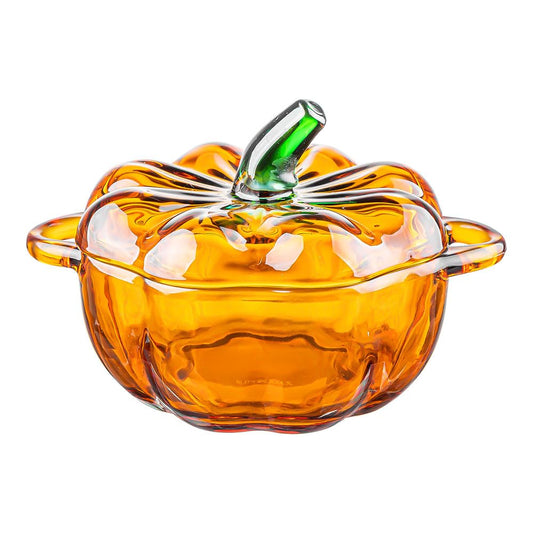 Gkesgm Pumpkin Shape Crystal Glass Candy Serves, Crystal Glassware, Perfect Storage & Decor,Thanksgiving Servers Dessert Plate Snack Bowl