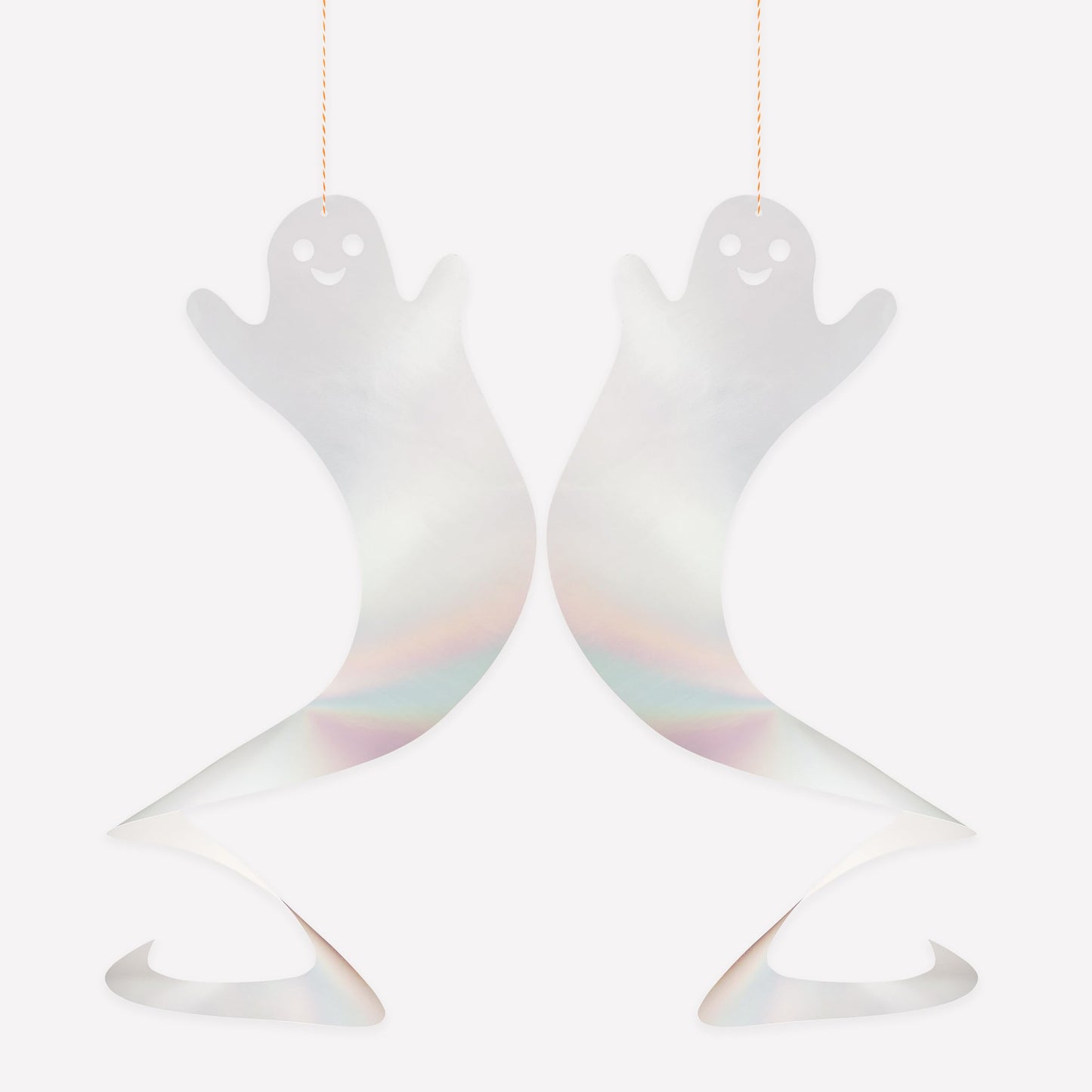 Meri Meri Halloween Spinning Ghost Hanging Decorations (Pack of 10), 20" Tall, Includes Hanging Twine, Easy to Hang, Double Sided Silver Foil Halloween Party Decorations