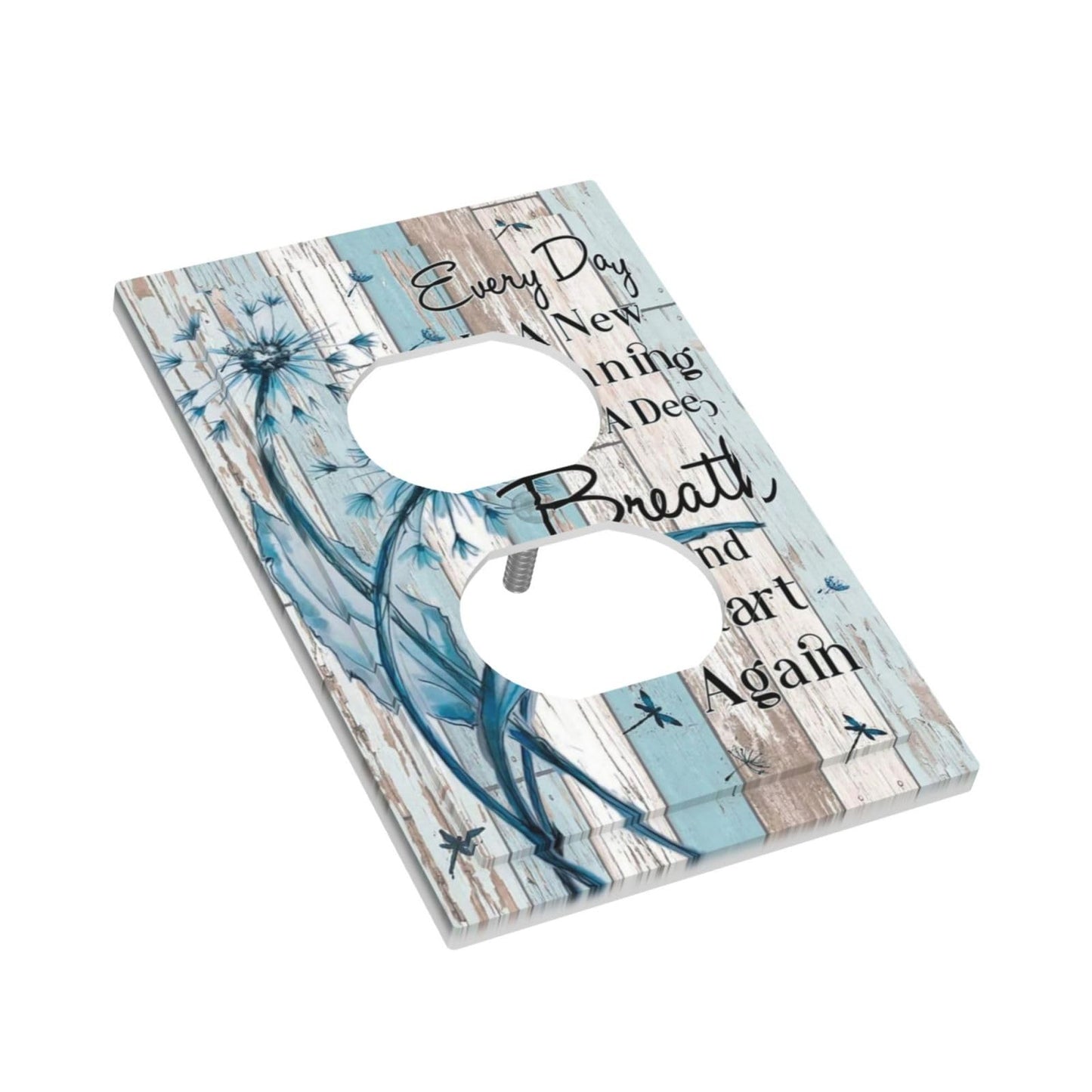 Decorative Outlet Covers Rustic Blue Dandelion Inspirational Quotes Grey Wood Plank 1 Gang Wall Plate Receptacle Duplex Light Switch Cover Plate Single Dual Plug Covers Electrical Switchplate