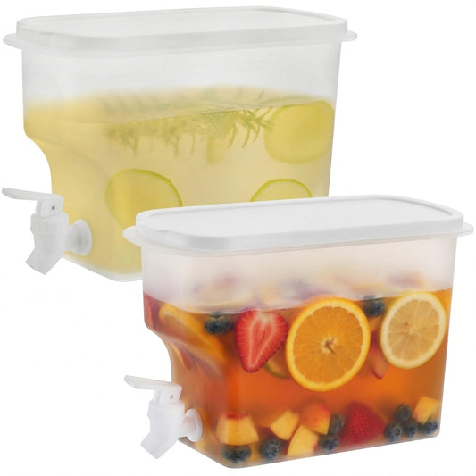 Jucoan 2 Pack 0.9 Gallon Fridge Beverage Drink Dispenser with Leak-proof Spigot, Plastic Cold Drink Juice Beverage Dispenser Jug for Party Drink, Juice, Iced Tea, Lemonade, Cold Brew