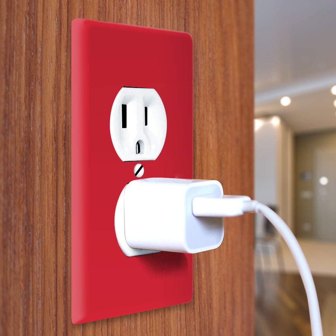WIRESTER Duplex Outlet Cover Wall Plate/Switch Plate - Solid Favorite Red, 5 Piece Set